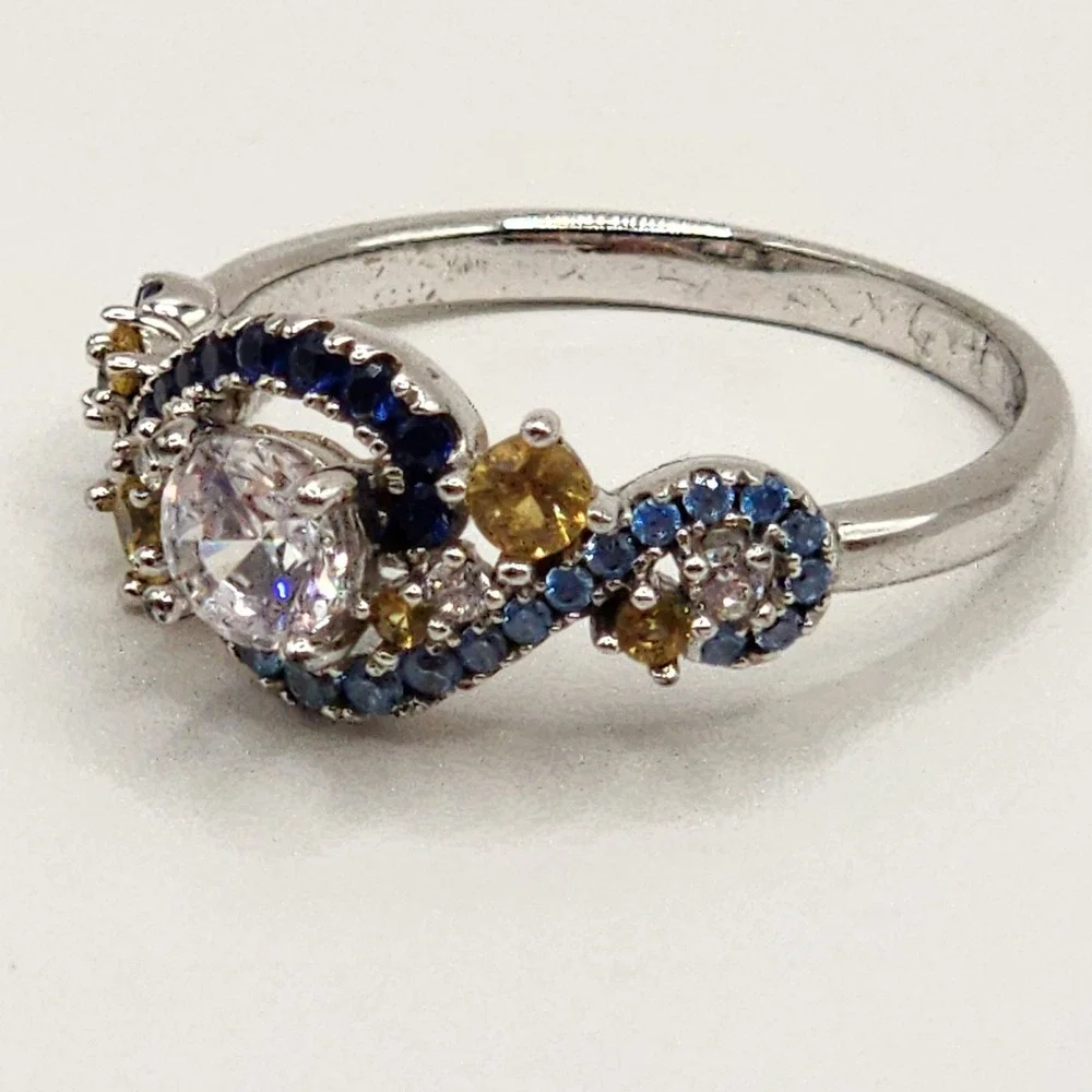 Jeulia Starry Night Van Gogh Swirl Ring 925 Sterling Silver Size 6.25 EUC Gift